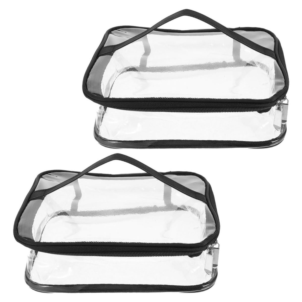 Cabilock 8 Pezzi Borsa Cosmetici in Pvc Trasparente con Manico, Grande | Comoda, per Vacanza e Ufficio, per Trucchi e Frutta, con Chiusura a Zip