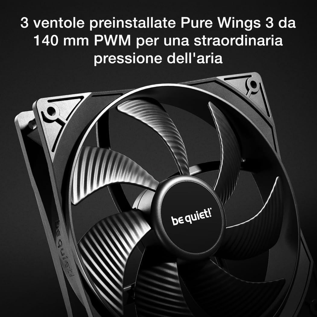 be quiet! Pure Base 501 DX Black case per PC, pannello frontale e superiore con elevato airflow, prestazioni elevate, 3 ventole Pure Wings 3 140mm PWM, straordinaria pressione statica, design dinamico
