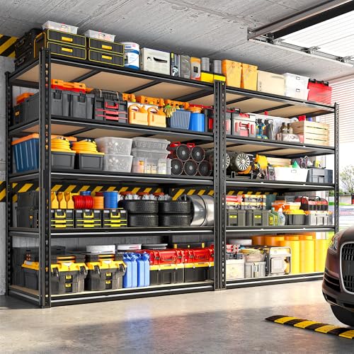 REIBII-3080LBS-Garage-Shelving-for-Warehouse-5-Tier-Heavy-Duty-Shelving-48W-x-24D-x-72H-5-Tier-Adjustable-Shelves-Freestanding-Solid-Steel-Frame-Rust-Resistant-Tool-Free-Easy-Assembly