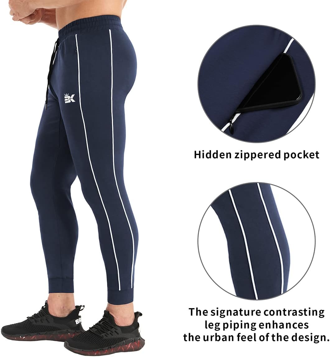 BROKIG Men's Slim Fit Workout Joggers Pants, Casual Breathable Gym Training Tapered Sweatpants with Zipper Pockets - Image 4