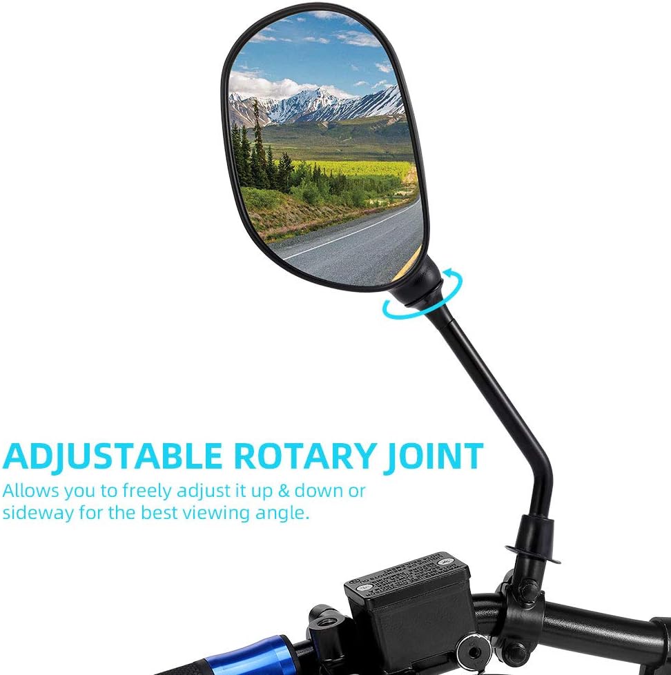 ISSYAUTO ATV Mirrors, 8MM ATV Rear View Mirrors for Handlebars Bike Mirror Compatible with Snowmobile Scooter Moped Dirt Bike Sportsman, 360 Degrees Ball-Type
