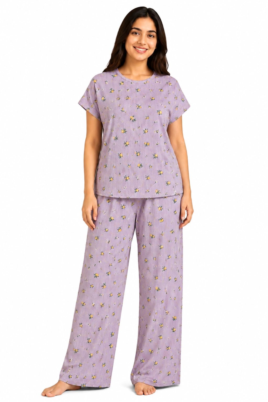 Women Night Suit Set | Soft & Breathable Sleepwear for Women | Half Sleeve Top with Full Length Pyjama | Comfortable Nightwear, Loungewear & Pajama Set Blue M-image-37