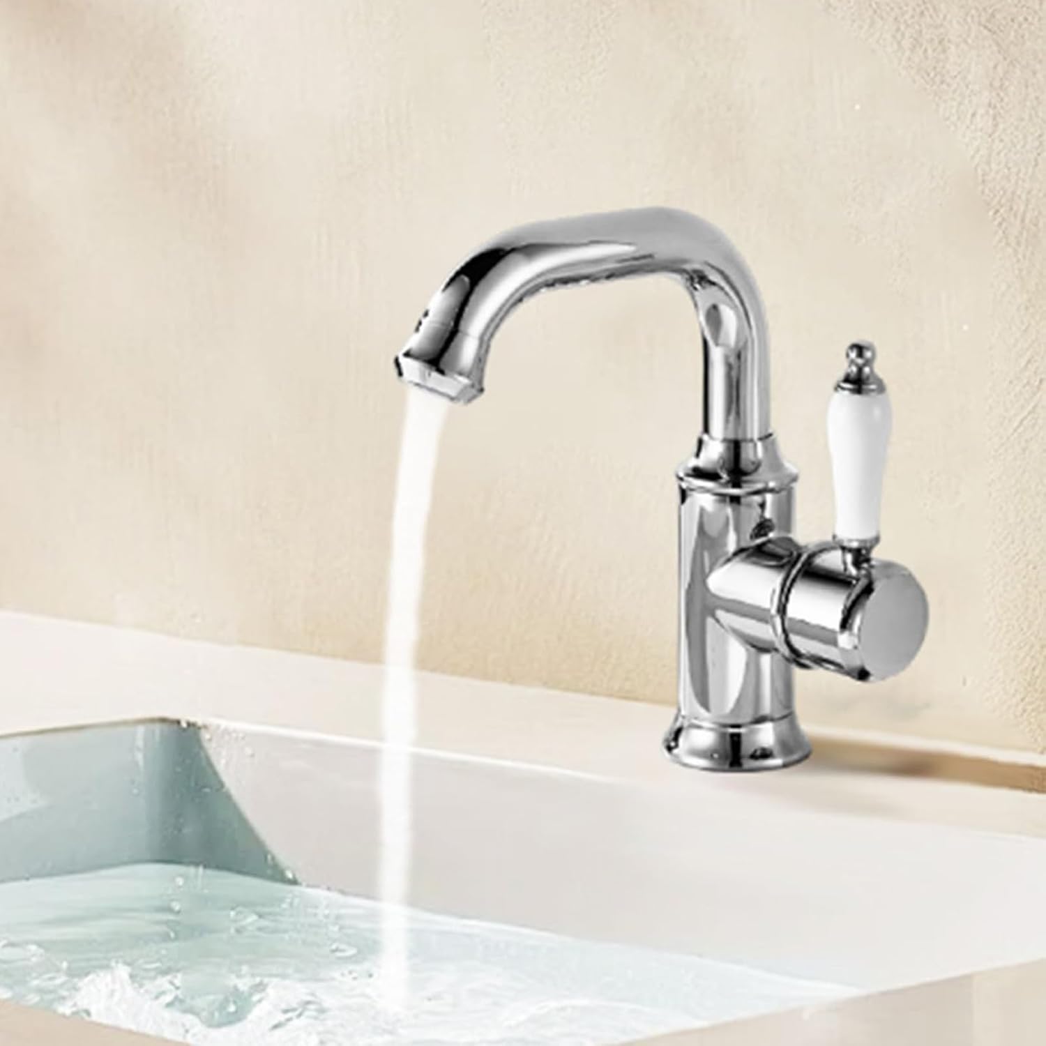 バスルーム用水道 蛇口 1穴 バスルームシンク用蛇口 RVキッチン用温水・冷水ミキサータップ シングルレバー混合水栓 キッチン