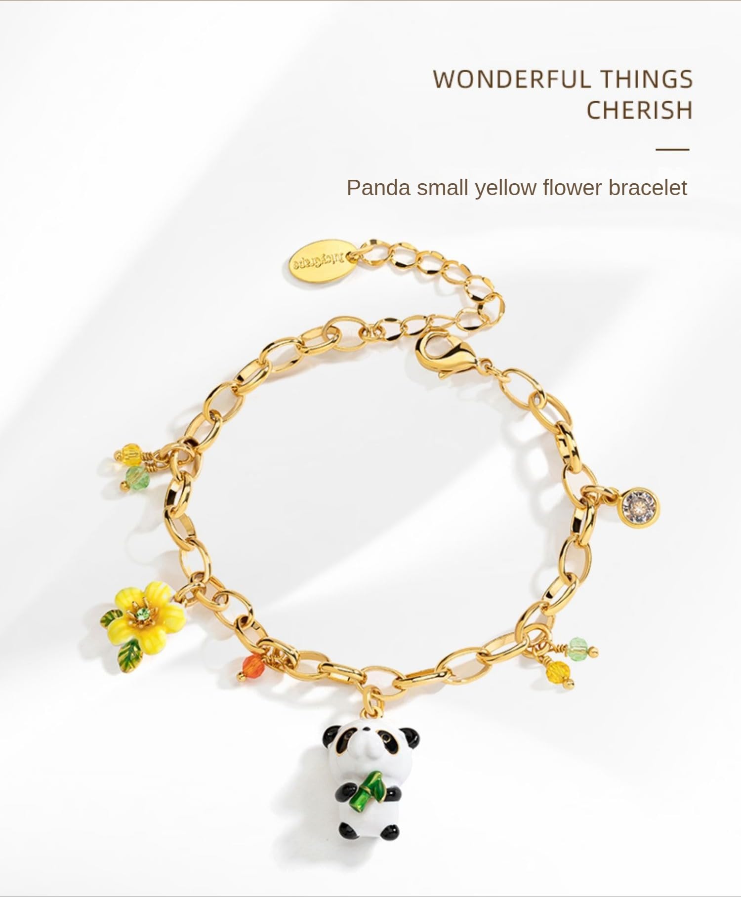 Girls' Jewelry, Cute Panda Bracelet, Women's 3D Animal Faience Flower Hand Accessories, prezent urodzinowy, prezent na wymianę, Mittelgroße, Miedź, Bez kamieni szlachetnych