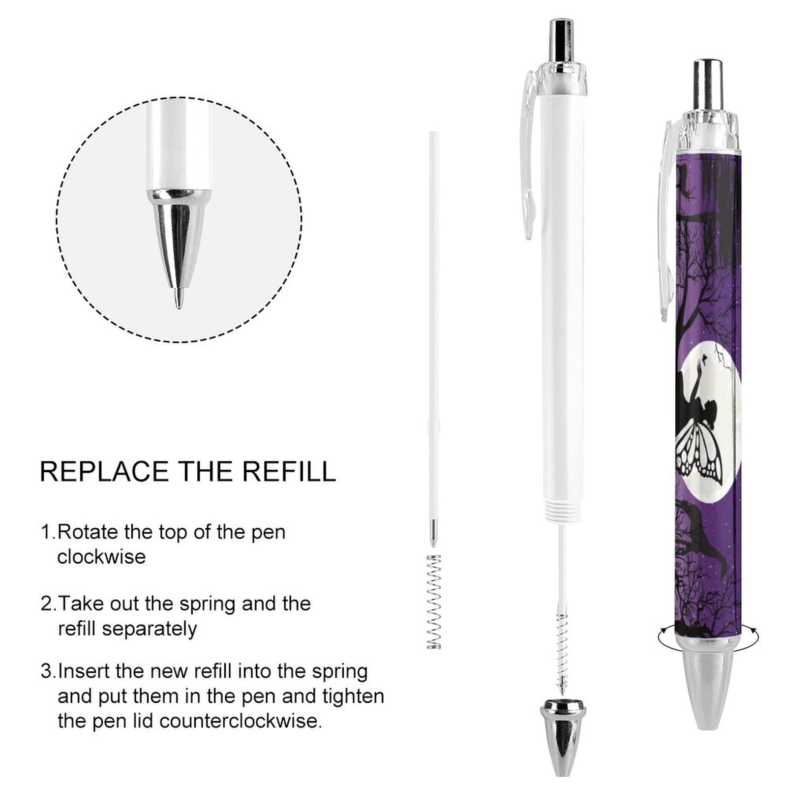Stylo à Bille Noir Rétractable Niapessel - Encre Gel 0,5 Mm, Motif Chouette Mignon - École Et Bureau