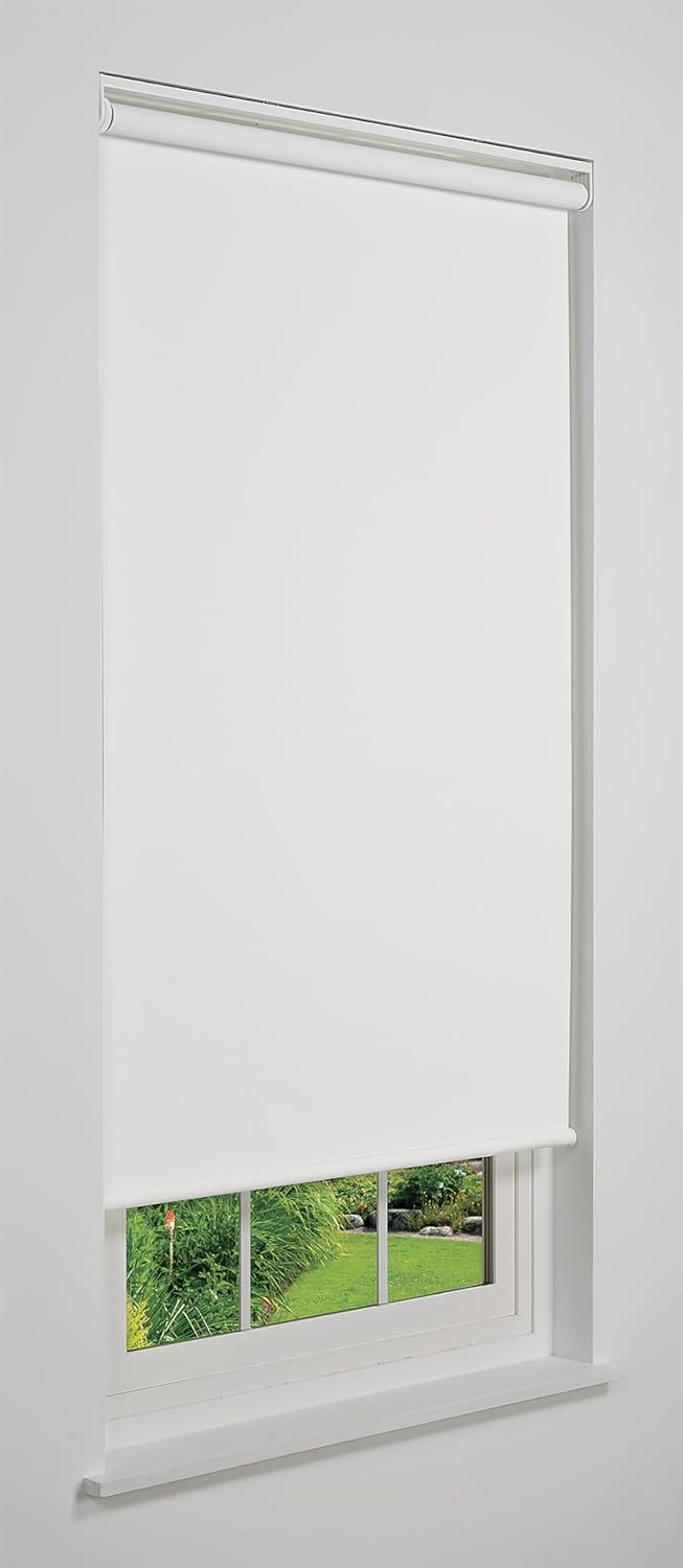 Linen Avenue Cordless Sierra Blackout Roller Shade, White 33 W x 66 H (Arrives 1/4" Narrower)