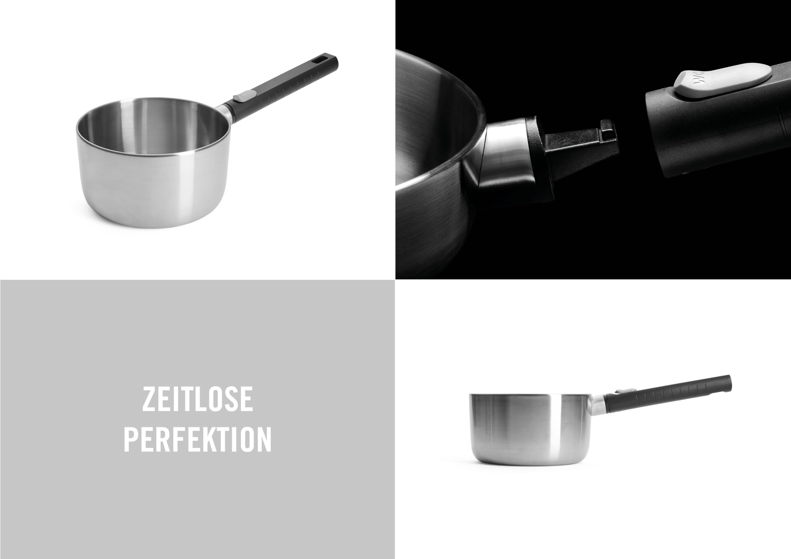 Woll Logic Steel Stieltopf - Induktiv - Ø 18 cm, 10 cm hoch, mit abnehmabarem Stiel - Geeignet für alle Herdarten, PFAS-frei