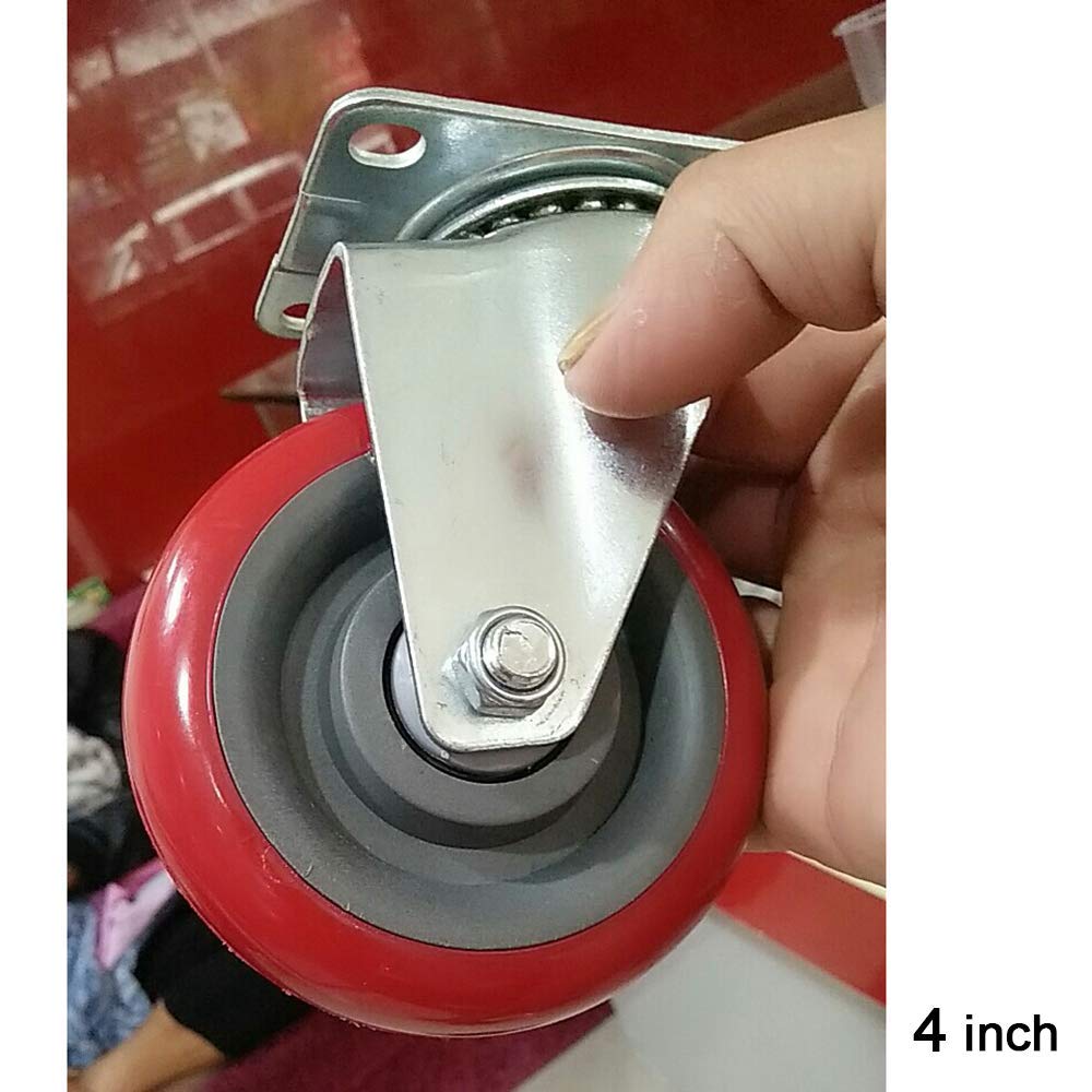 Ruote girevoli per impieghi gravosi (4 Pezzi), Diametro | 3"/4"/5" | 400 kg, Ruote girevoli per carrelli per mobili in PU | 2 con Freno, 2 Senza Freno |, Piastra di Montaggio | 95x64 m