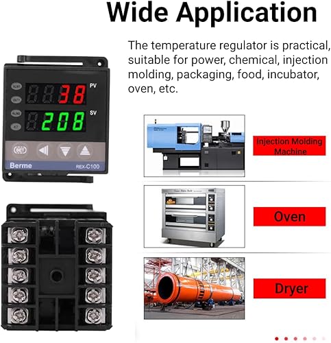 Miniatura 7 de Controlador de temperatura PID digital REX-C100 Regulador de temperatura del termostato 100-240 V Salida de relé 1500VAC, 14 bits