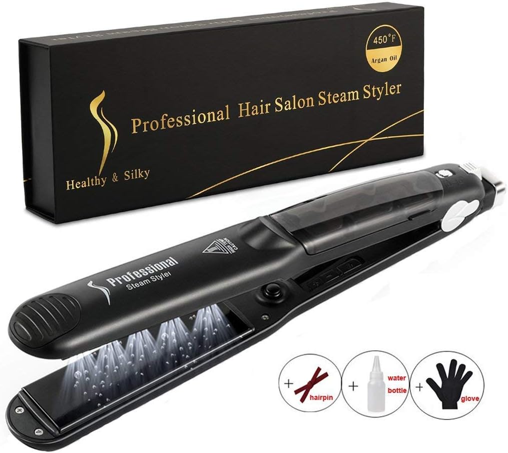 Professional Steam Hair Straightener - LONHEO 450F Multi-function Steam Styler Ceramic Tourmaline Flat Iron Salon Heater Hair Straighteners with 6 Modes For Dry & Wet Hair