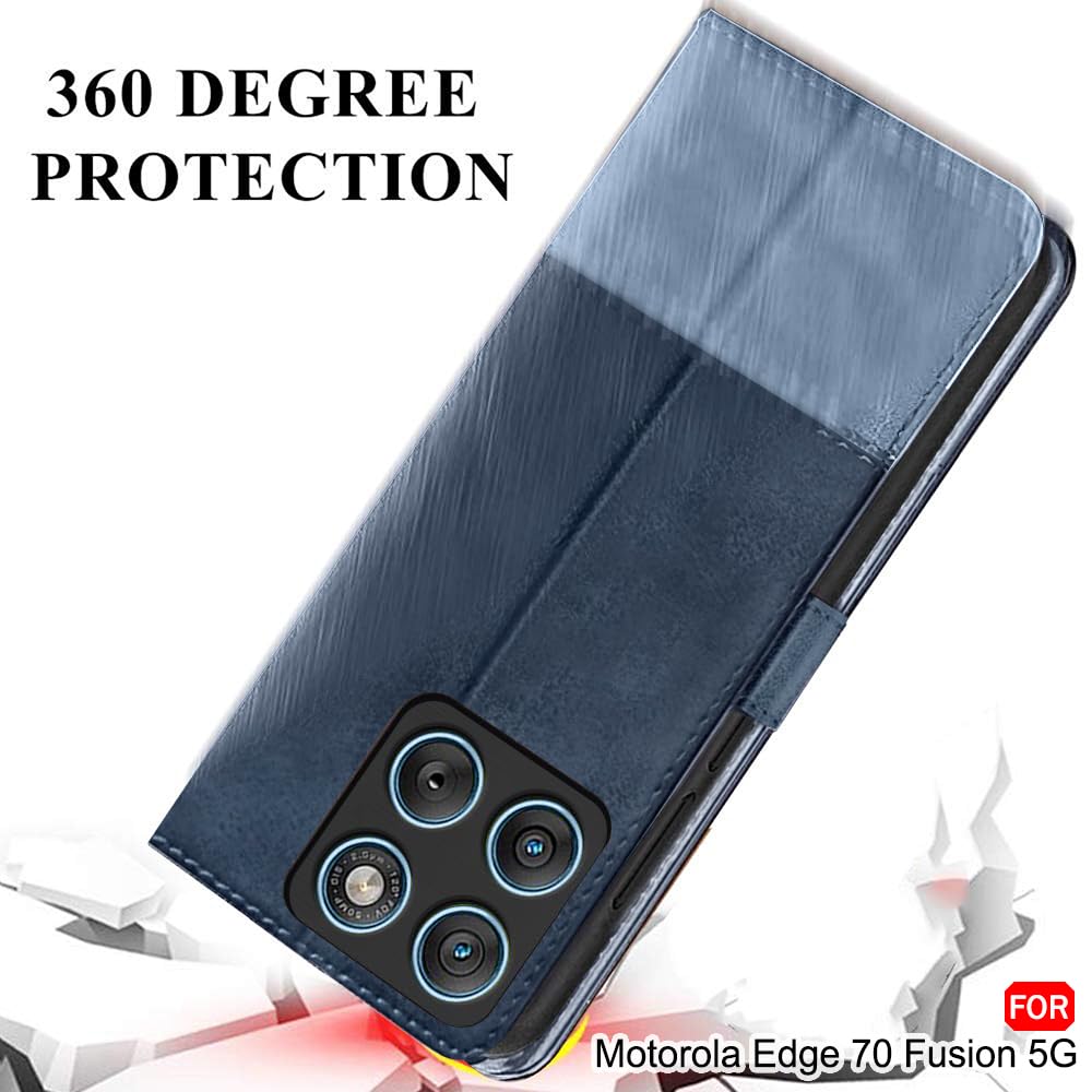 TheGiftKart Flip Back Cover Case for Motorola Moto Edge 70 Fusion 5G | Dual-Color Leather Finish | Inbuilt Stand & Pockets | Wallet Style Flip Back Cover Case (Faux Leather, Blue & Sky) — Amazon image 8