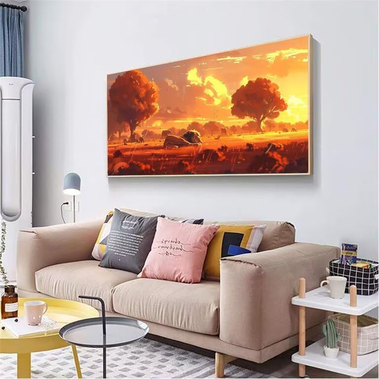 Peinture Diamond Lion pour Décoration Murale de Salon - Kit complet 5D DIY 40x80 - 3