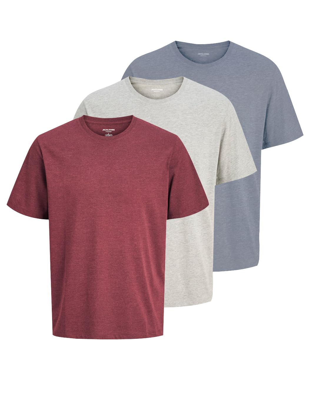 JACK & JONES Herren JJORGANIC Melange Tee SS ON, Red Dahlia/B W. Red Dhalia + W, XL