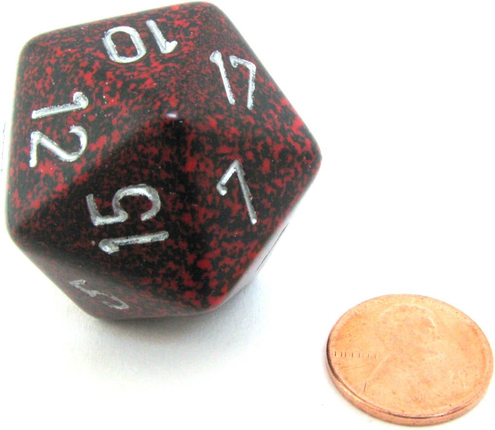 Jumbo d20 Counter - Speckled 34mm Dice: Silve Volcano