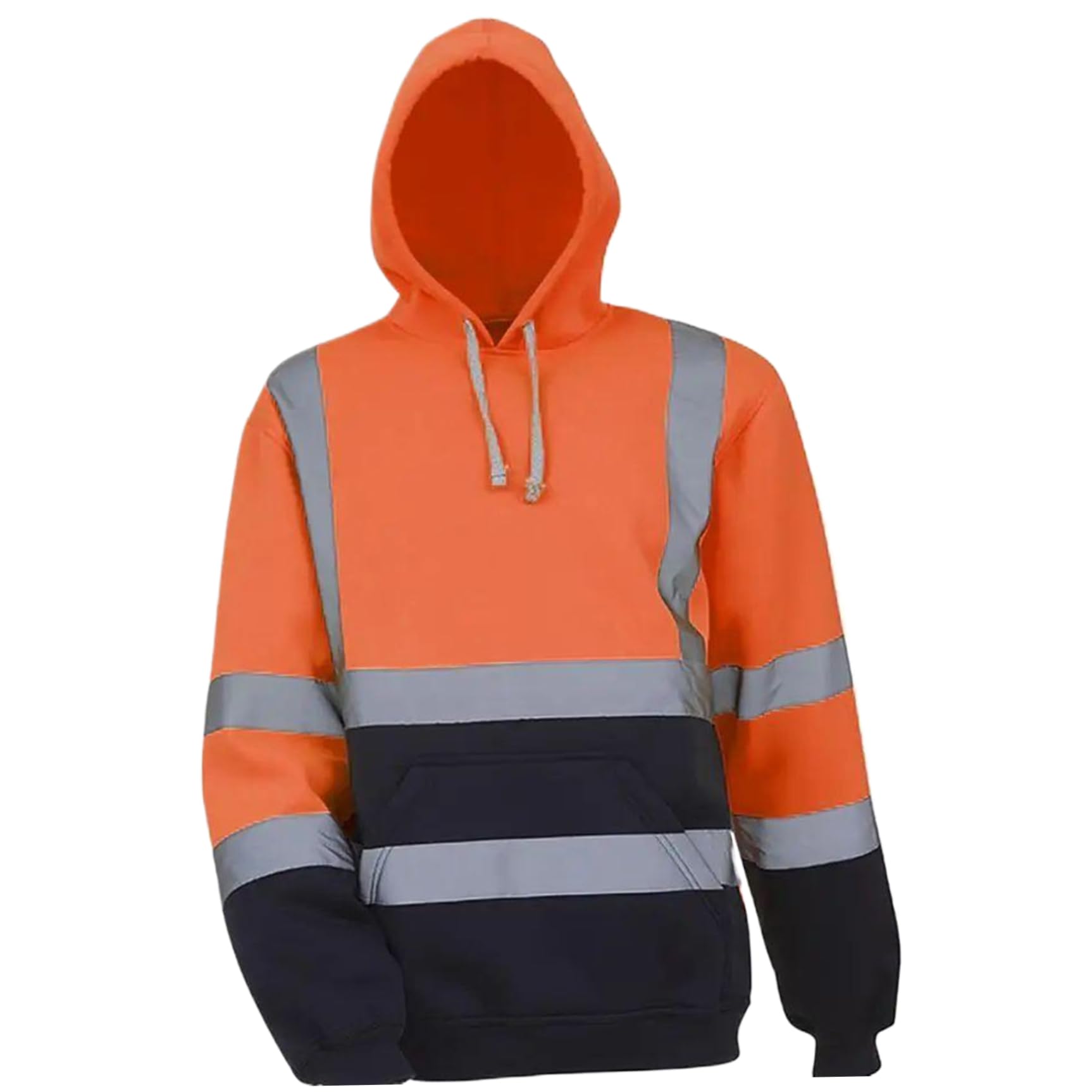 Sweat réfléchissant orange avec capuche haute visibilité et poignets élastiques