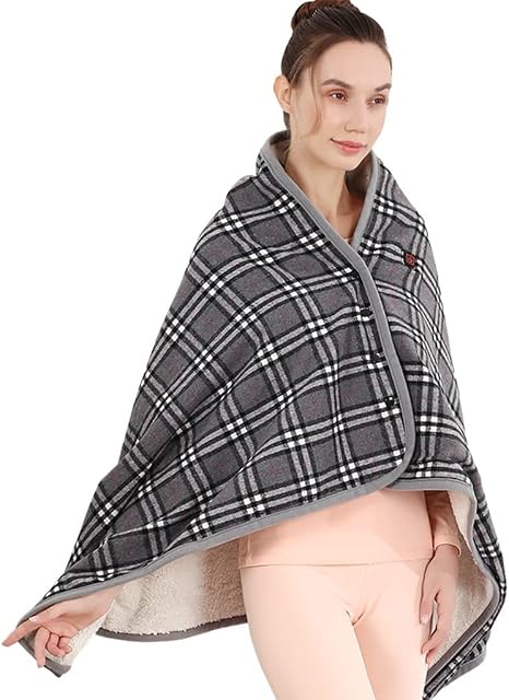 ZINGINGEN Heated Shawl USB Cordless Wrap Blanket, Flannel Washable Electric Blanket for Women, Heated Wearable Blanket with 3 Heating Settings and 2 Timed Modesfor Car Office Home Travel