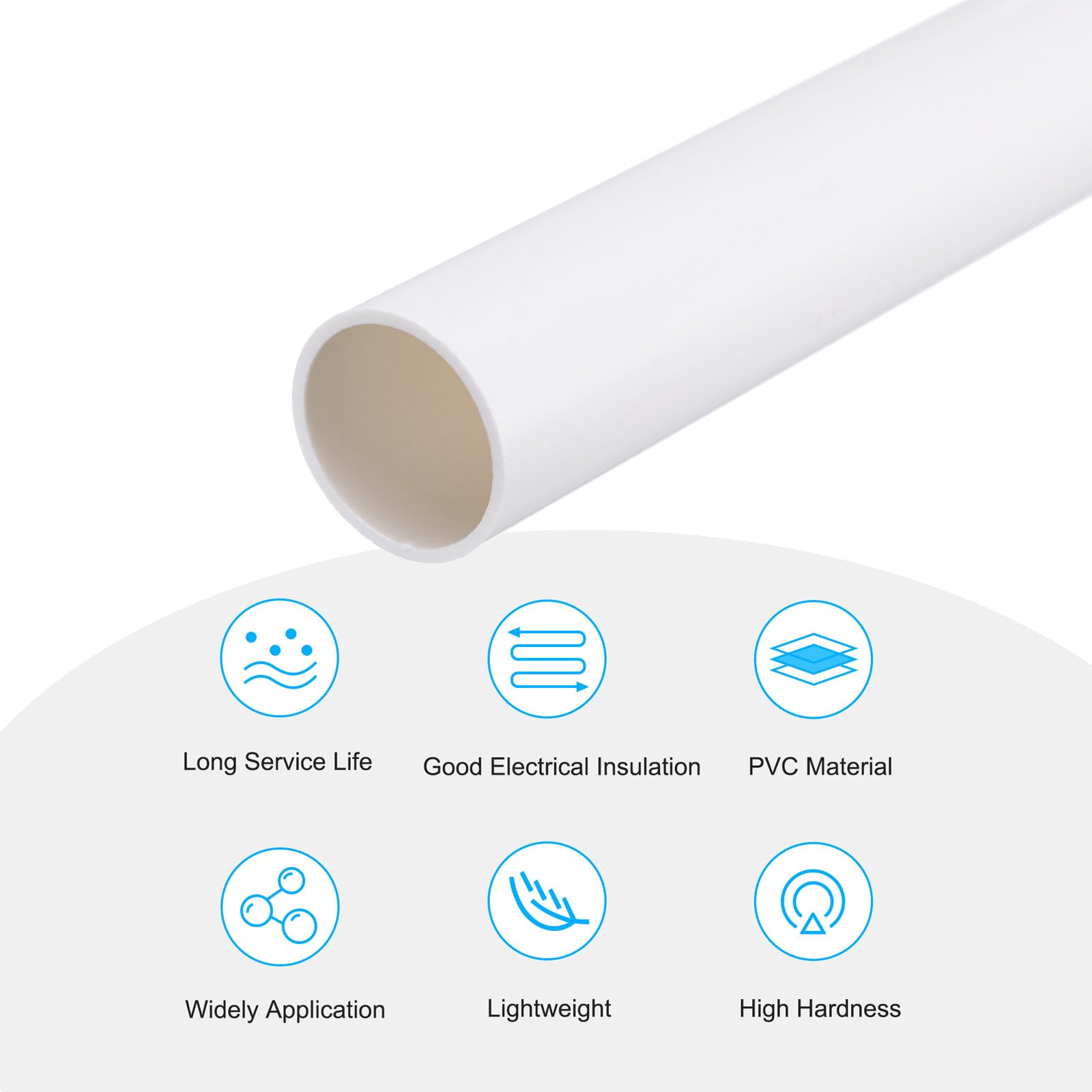 PVC-Rohr Rund, 17,6mm ID, 22mm OD, 350mm, hellgrau, hohe Schlagfestigkeit