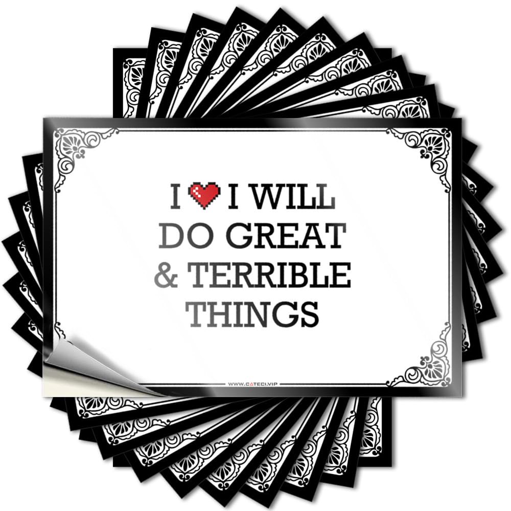 Fzfn Colour Stickers - Optical Illusion Tumbler I Love I Will Do Great & Terrible Things For Beer Sweet(8X12cm)