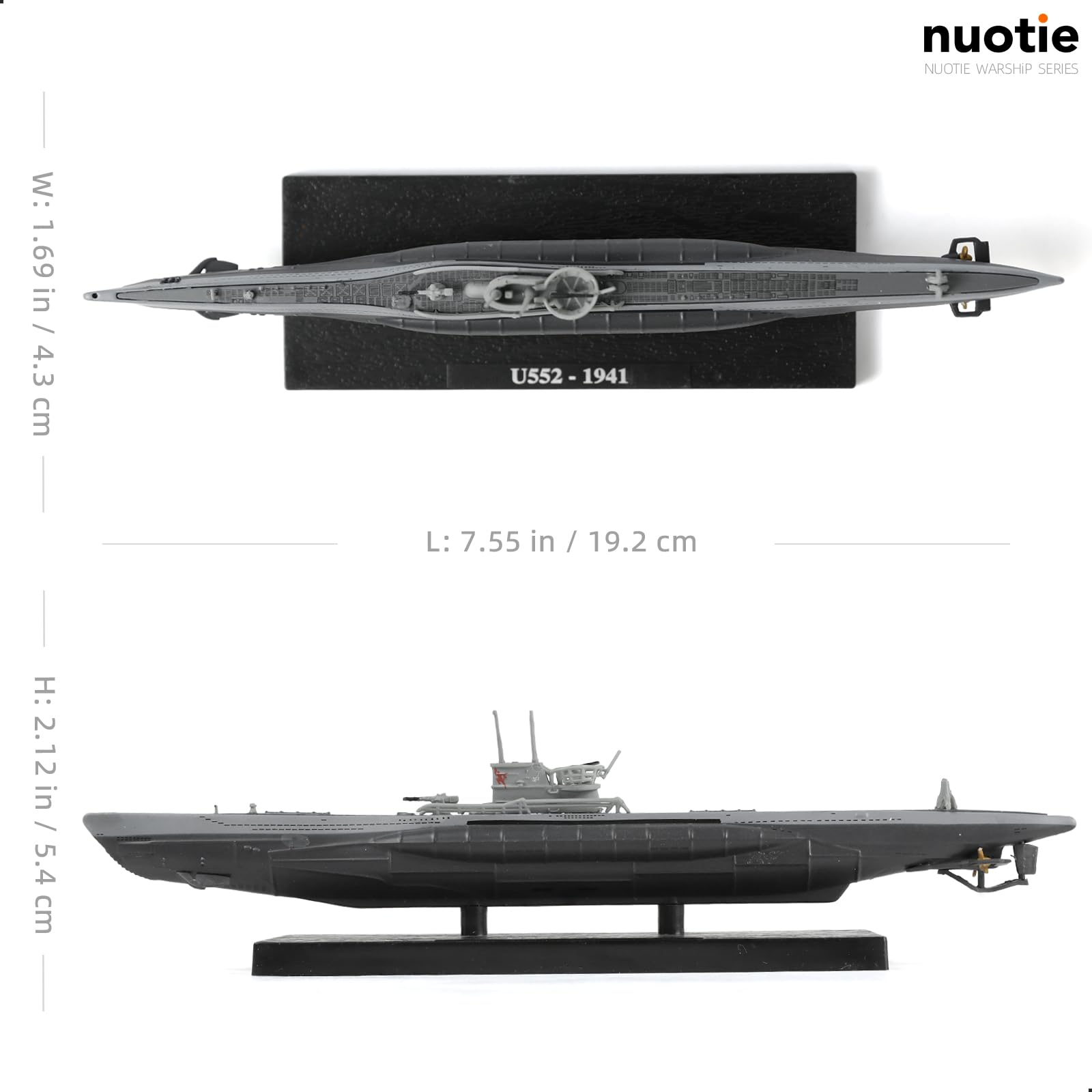 NUOTIE 1/350 U-552-1941 WWII German Kriegsmarine Submarine Battleship Model Roter Teufel U-Boat Model Warld War II Alloy Metal Die-cast Military Model with Display Stand Collection Gift for Adult - Image 2