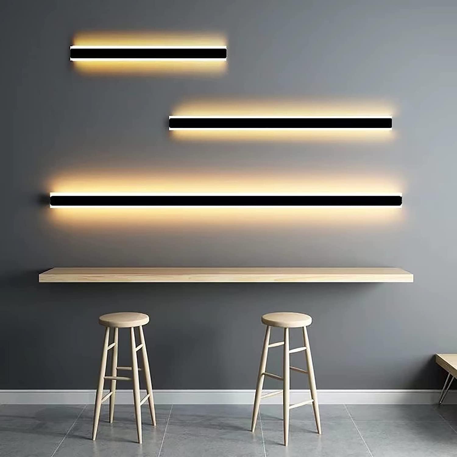 モダンな長方形 LED ウォールライト 屋内/屋外用 ロングストリップウォールランプ IP65 防水 ガーデンウ 【塗料】
