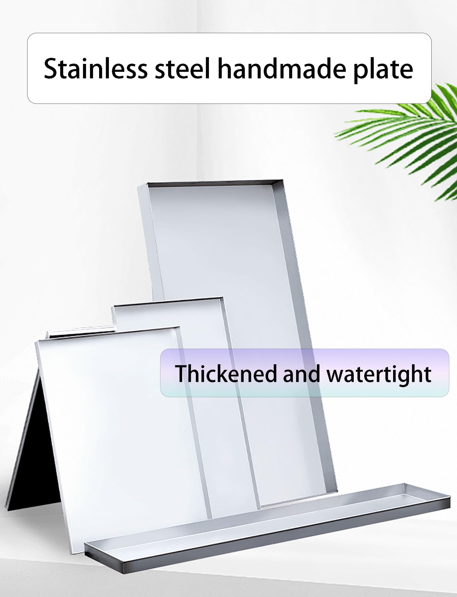 Vaschetta rettangolare in acciaio inox — vasca stagna raccolta condensa climatizzatore esterno, sotto lavatrice, raccolta olio, BBQ — profondità 2 cm / 5 cm(81x58x5cm)