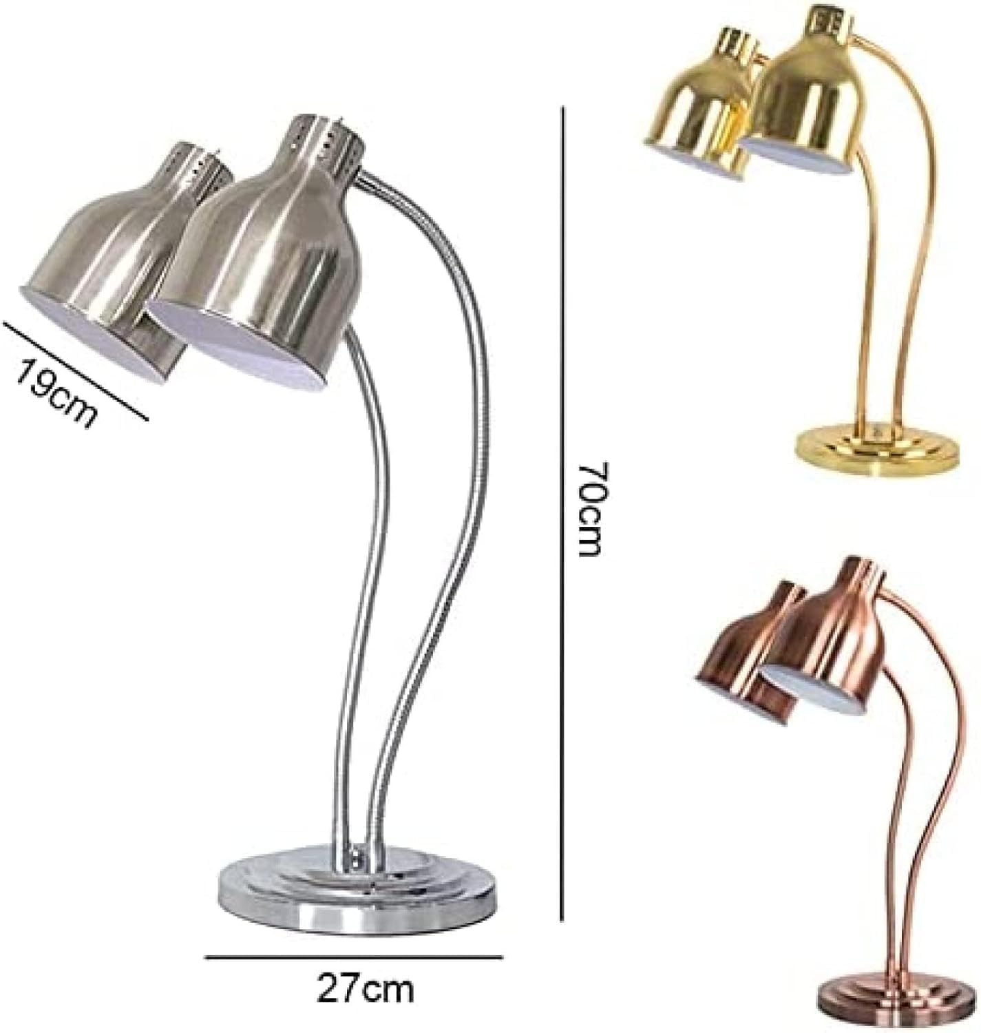 Lampada riscaldante per alimenti, regolabile, autoportante, per catering e feste, mantiene al caldo pizza, bistecca, pollo, design a doppia testa, uso versatile