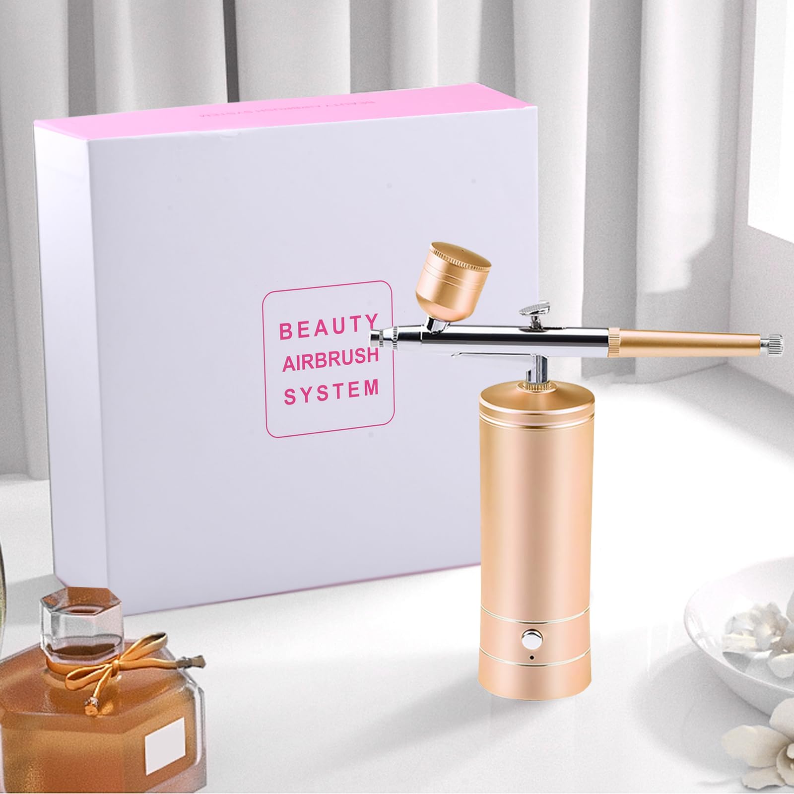 Kit Aérographe, Pistolet Aérographe Rechargeable Sans Fil Pour Decoration De Gateaux Peinture Modele Maquillage Tatouage Nail Art Rose 96546255