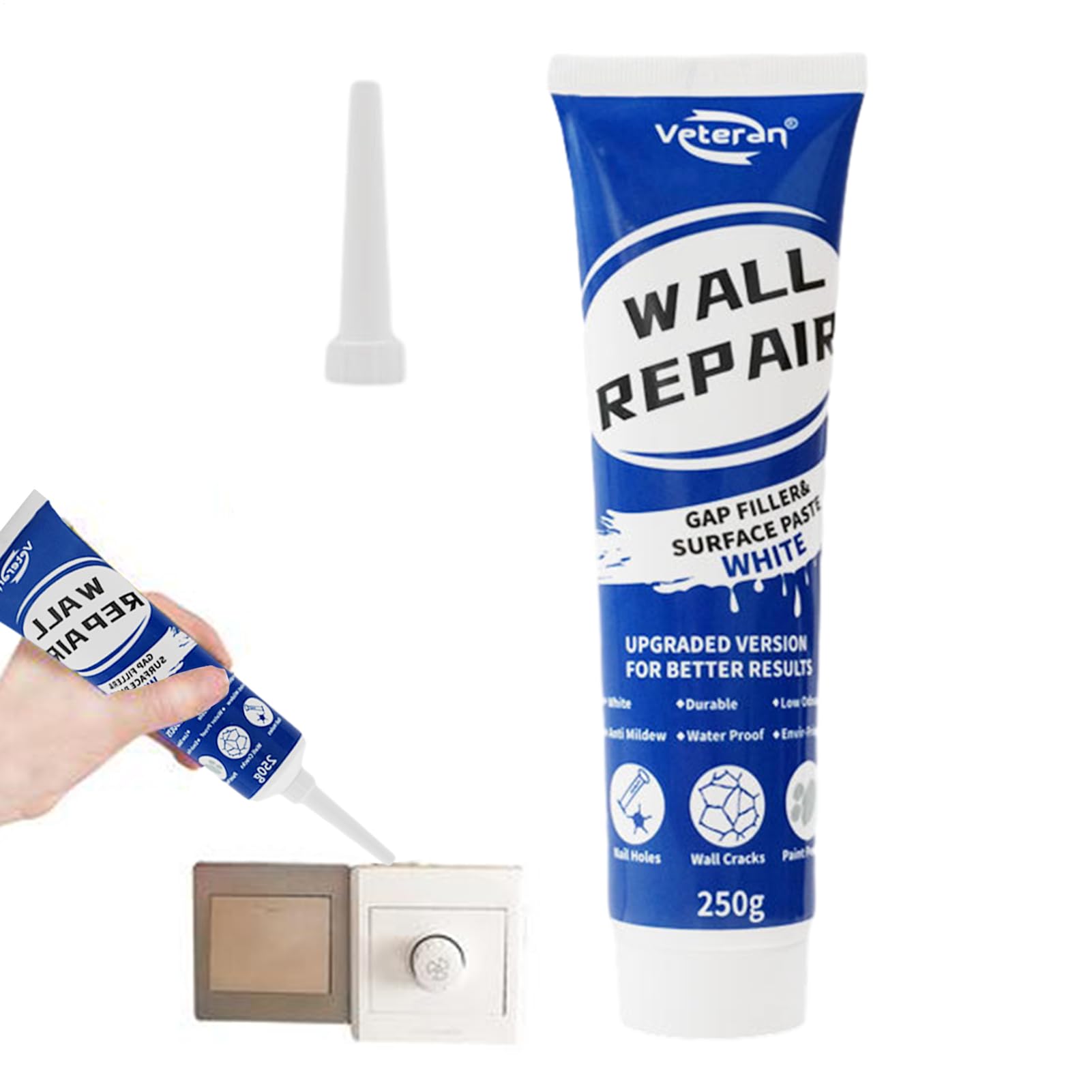 spackles Wall Repair, Plaster Wall Repair Paste, Household Mending Cream, Quick Drying White Tile Grout Filler, Crack and Peeling Agent for Walls, Ceilings, Azulejos and Home Renovation