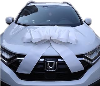 Riesige Große Weiß Schleife für Auto Hochzeiten,Happy Birthday,Geschenkschleife Große-XXL 76 cm / 30",Riesige Weiß Autoschleife, Große Masche,Car Bow für Fahrrad,und Schleife mit 185 cm Bänder