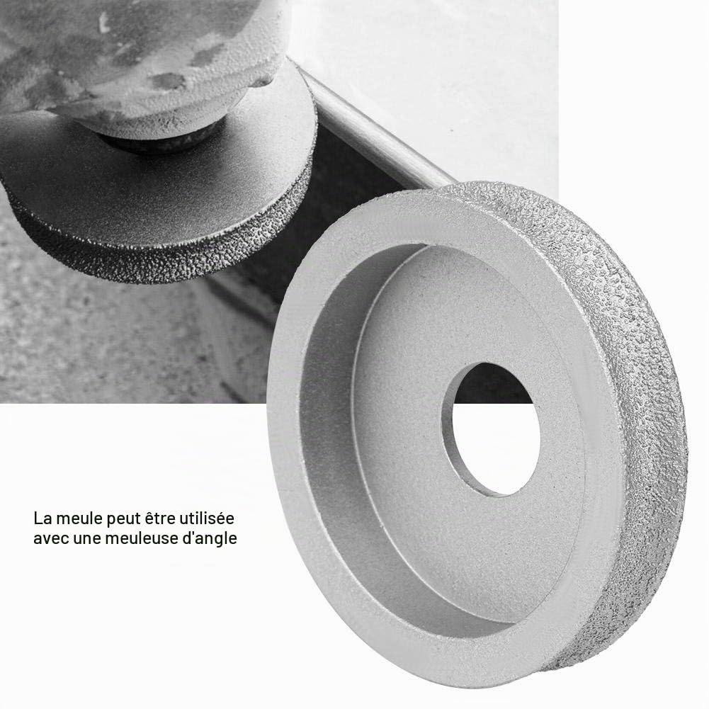 Meule Diamantée, Meule en Pierre Meule Diamantée Brasée Meule Abrasive Concave Meule Poncage pour Verre Céramique Pierre Carbure Béton Marbre Granit Brique Maçonnerie(Concave grinding wheel 1.0)