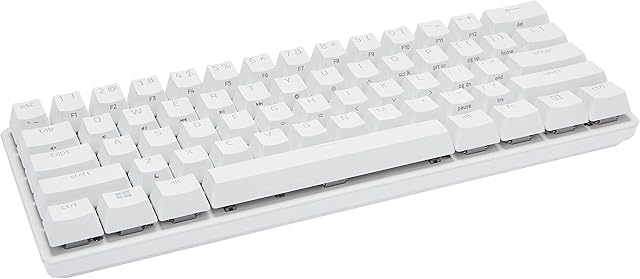 Razer Huntsman Mini Mercury Ed. (Purple Switch) - Compact Gaming Keyboard (Compact 60 Percent Keyboard with Clicky Opto-Mechanical Switches, PBT Keycaps, Detachable USB-C Cable) US Layout, White