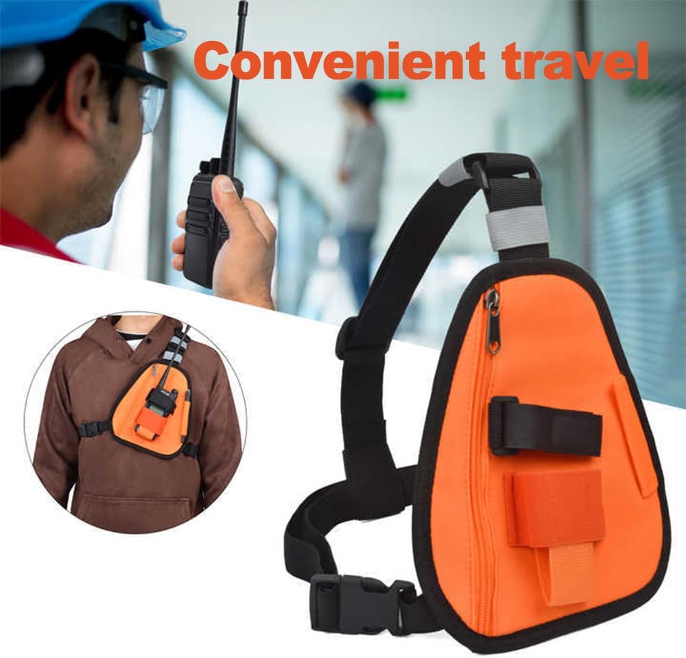 MiOYOOW Radio Chest Harness, Tactical Radio Holster Adjustable Walkie Talkie Holder Case for Hiking Biking Working Camping Fishing