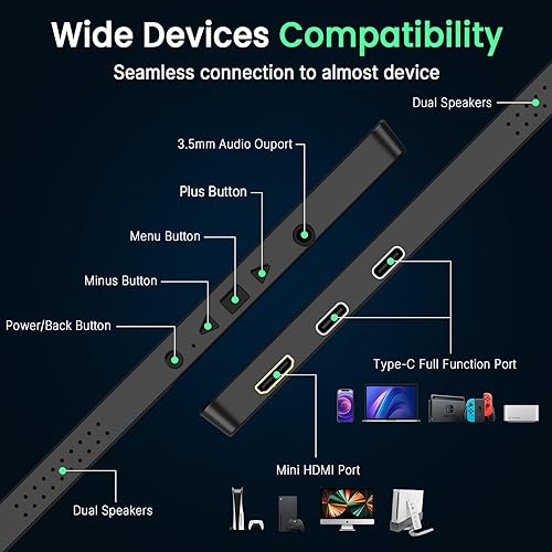 Miniatura 4 de QQH Monitor portátil 4K, IPS 3840x2160 UHD USB-C HDMI de 15.6 pulgadas, monitor portátil de viaje para laptop, monitor de juegos de aleación