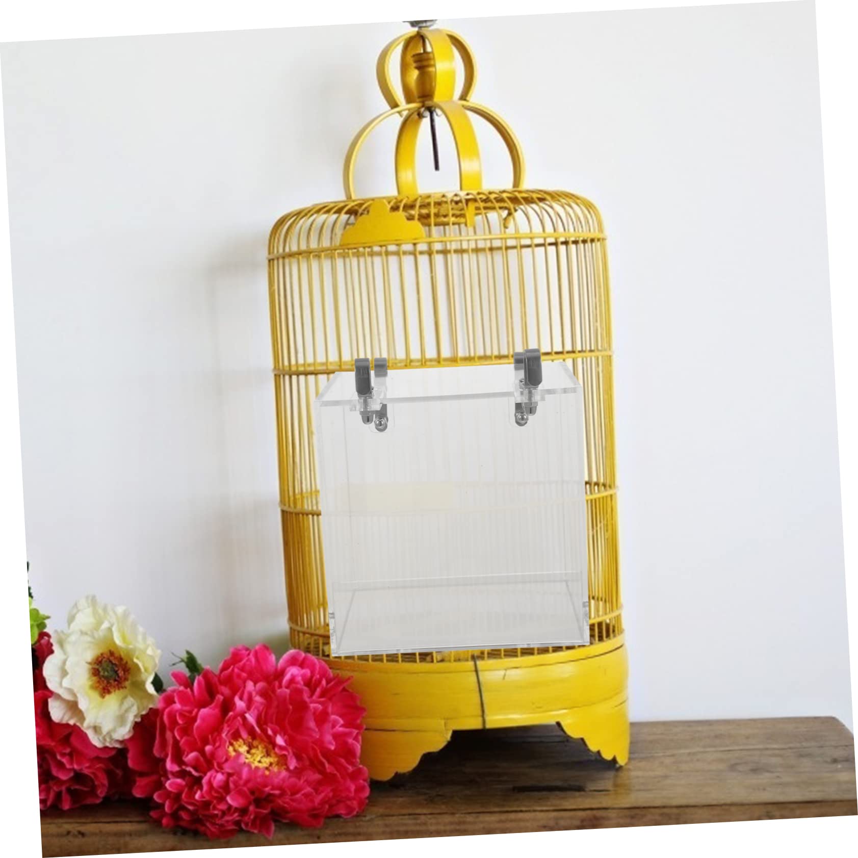 Happyyami Vogelduschbecken aus Acryl für Vögel mit Stabilem Design und Einfacher Aufbewahrung Geeignet für Zuhause und Zoohandel als Vogelbadewanne in Boxform