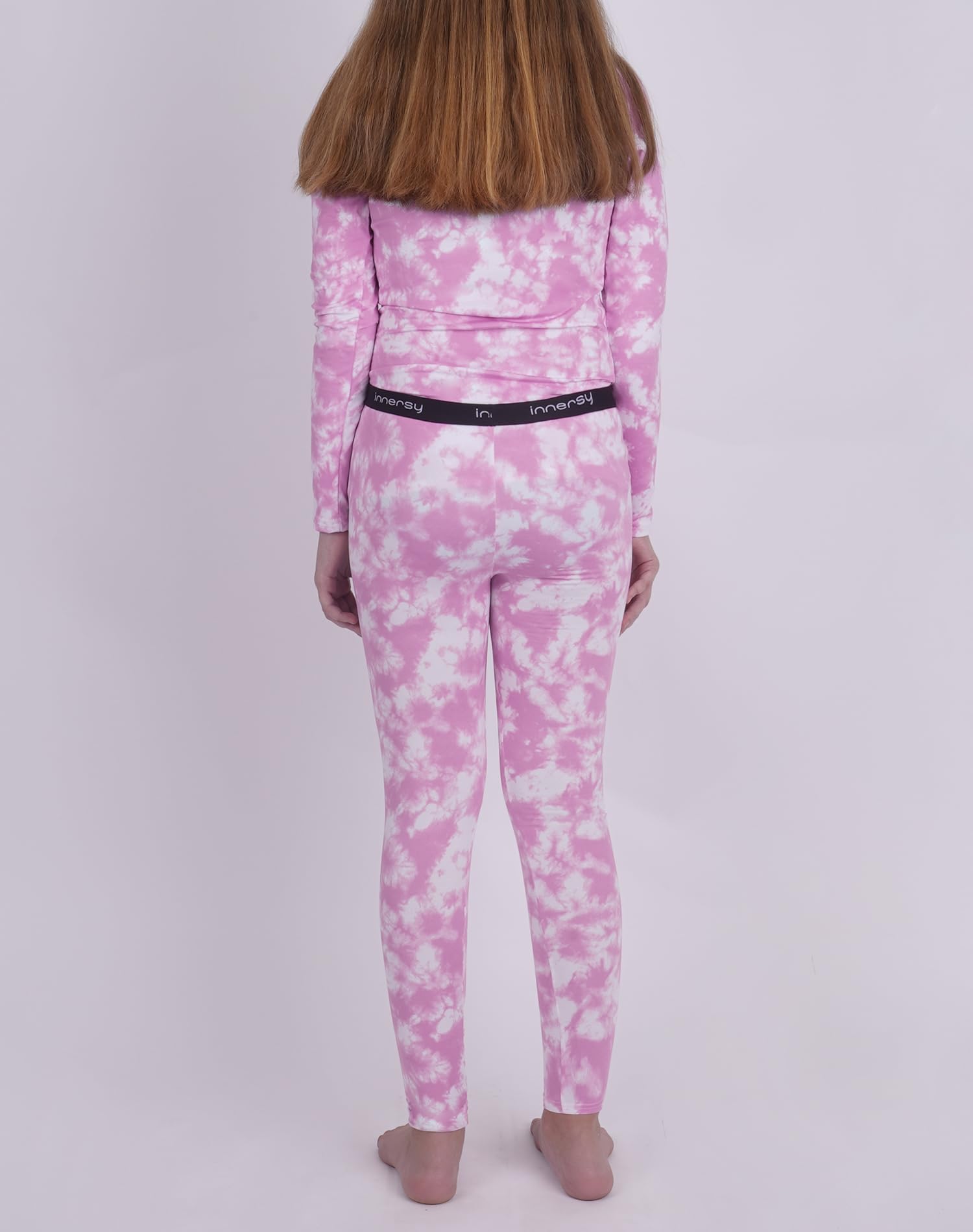 INNERSY Thermounterwäsche Mädchen Winter Skiunterwäsche Kinder Warm Ski Thermowäsche Thermals (134-146, Lila Wolken)
