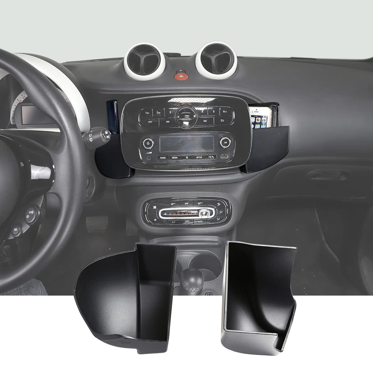 Boîte de rangement latérale pour écran Smart 453 en ABS noir Fortwo Forfour