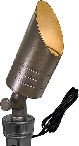 Vista 32 de MALORY Paquete de 6 focos de paisaje de latón con kit de bombillas MR16 (S04), bajo voltaje de 12 V CA/CC, luces de patio exteriores ajustables