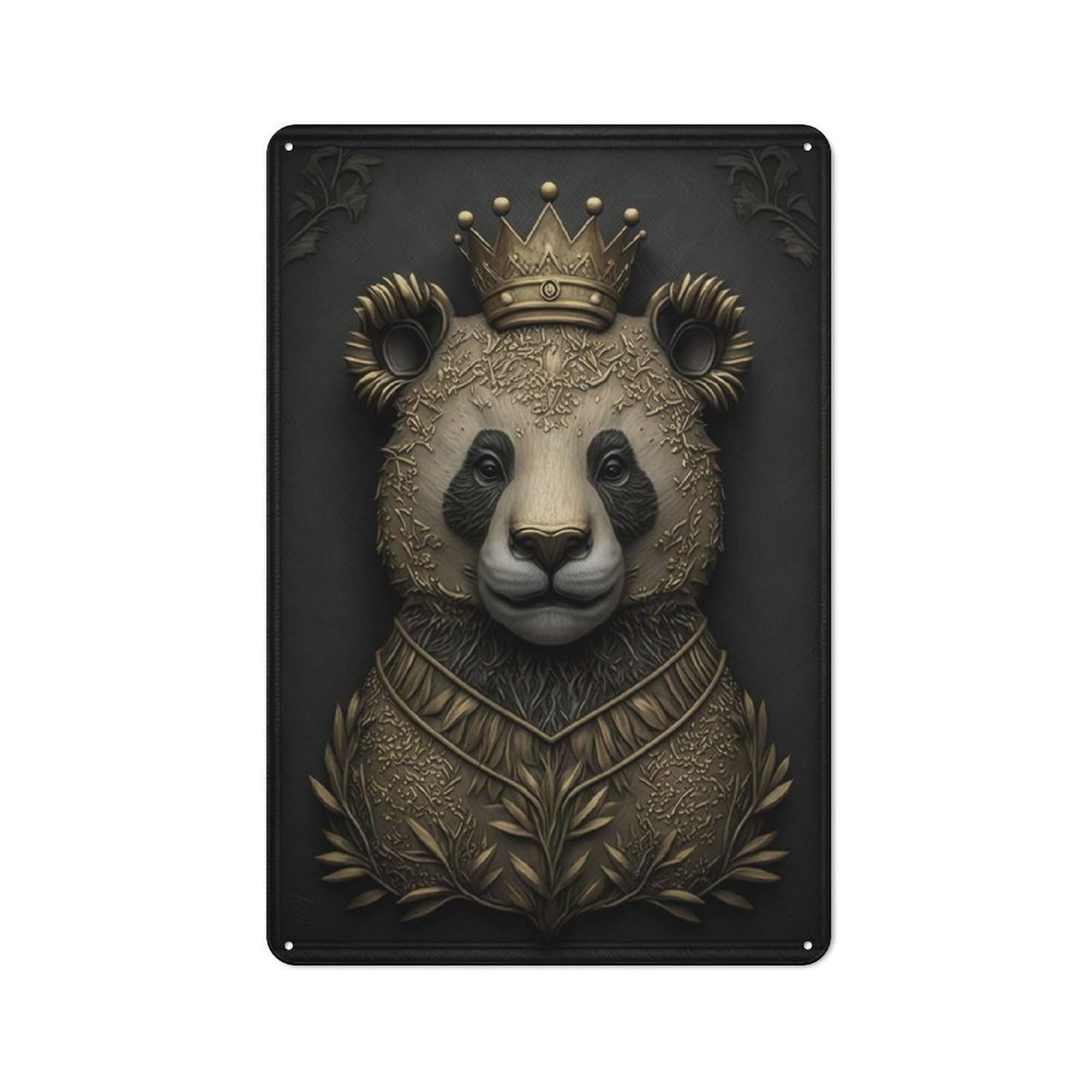 King Panda Gold Deco Vintage Metal Sign 30x20cm, Retro Classic Pub Decor for Cafe, Pub, Workshop Or Home Bar
