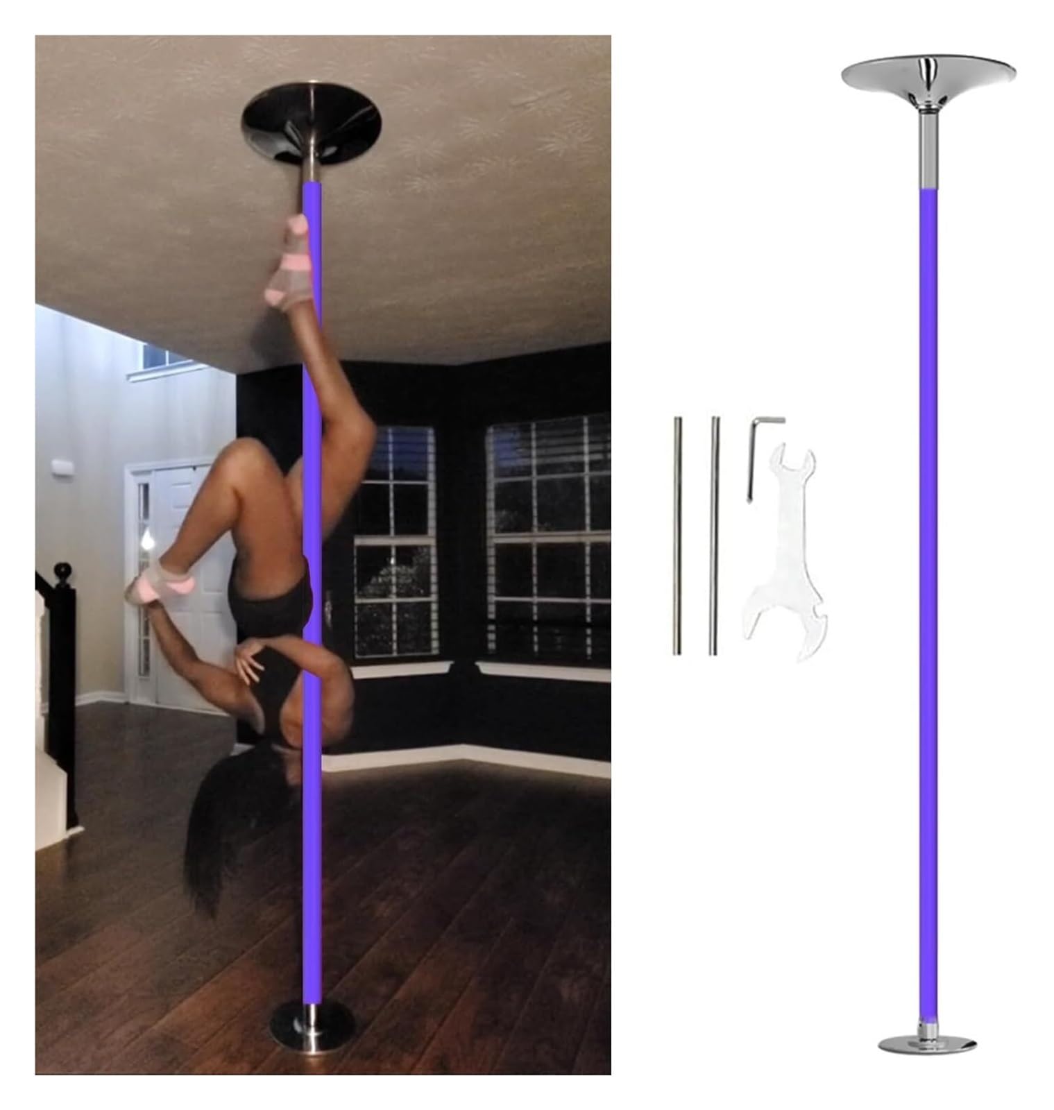 JYBNBBE Stripper Pole,Dance Pole, Spinning Dance Pole Purple Silicone, Portable Pole Dancing Pole,Party Club Bar Stripper Poles Completion Kit