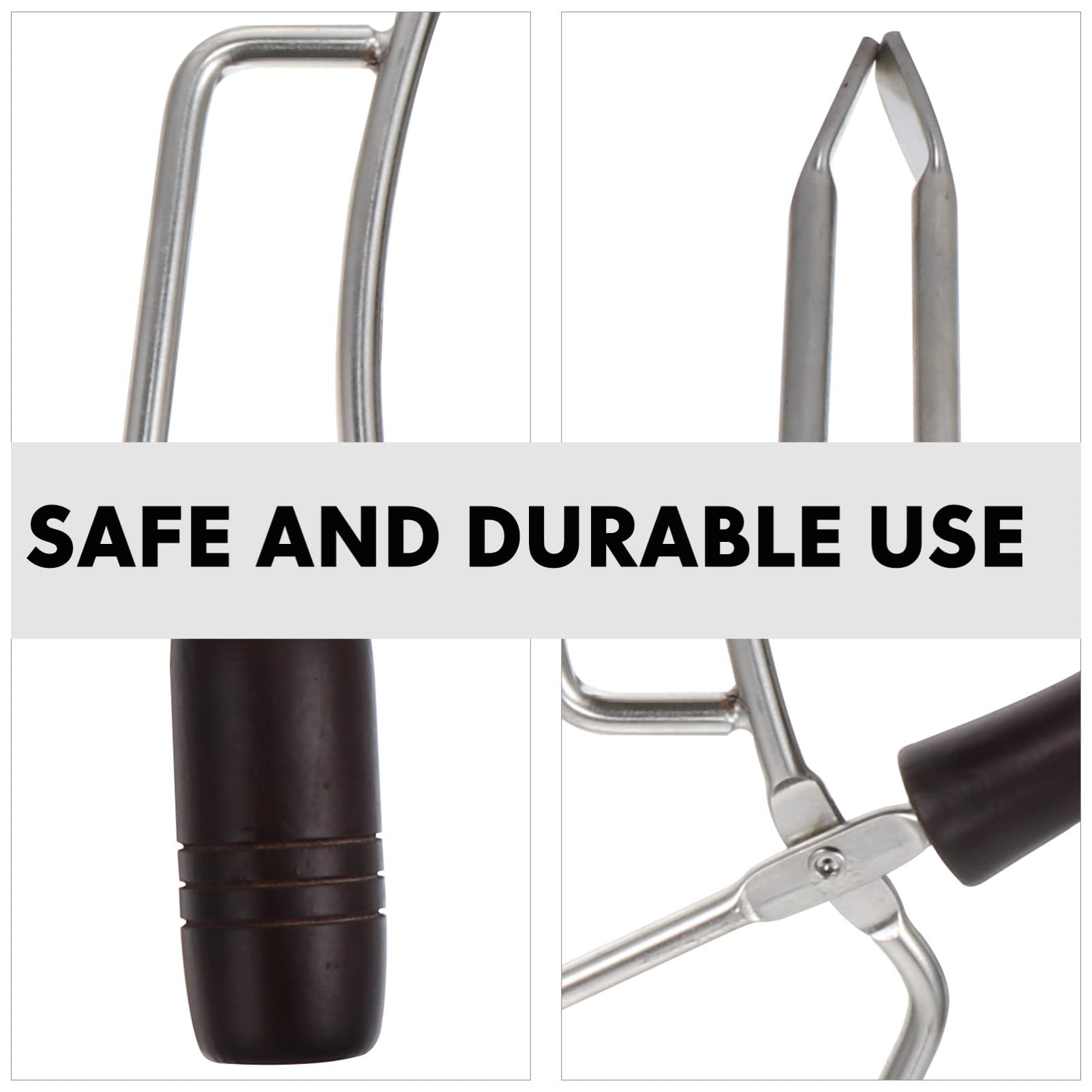 Pinza per Carbone Allungata in Acciaio Inox e Legno, Antiscivolo | Utensili Barbecue, Accessori per Barbecue Lla, Pinza Barbecue Lunga, Vacanze Estive