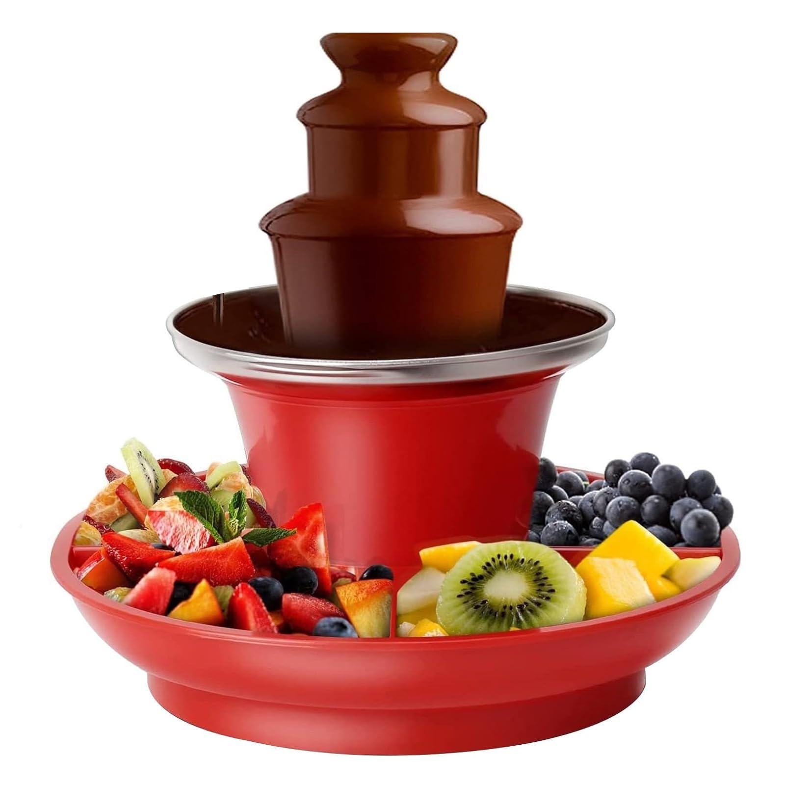 Juego De Fondue Eléctrica Portátil De 3 Niveles con Bandeja para Servir