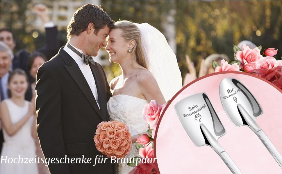 Jahrestag Geschenk für Ihn Sie, Tulolvae 2 Stück Eislöffel mit Gravur - Sein und Ihr Eiscremelöffel - Valentinstag Geburtstag Weihnachten Hochzeitstag Geschenk für Ihn Sie Paare Partner