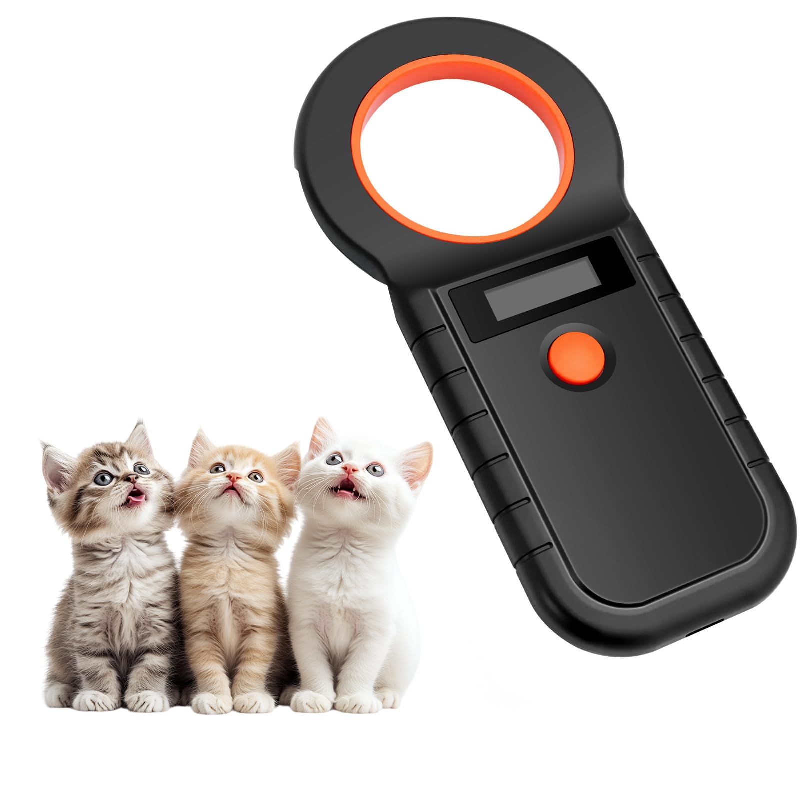 Pet Microchip Scanner, OLED Display Chip Reader, Rechargeable USB Pet ID Microchip ID Scanner with High Brightness OLED Display for Animal/Dog/Cat/Pig (Orange)