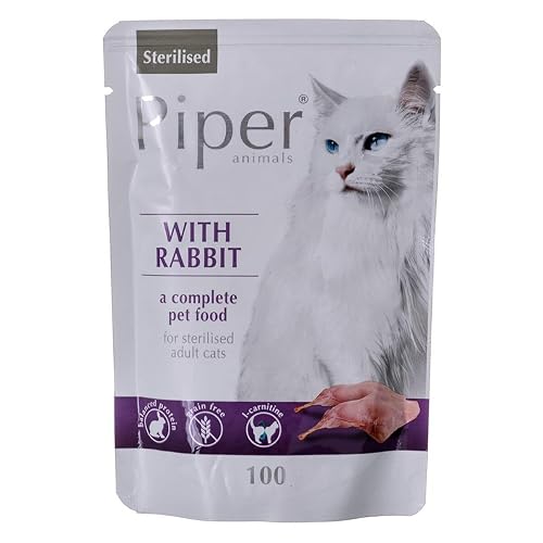 Piper Comida húmeda con Conejo, Gato esterilizado, sin Grano (4x100gr)