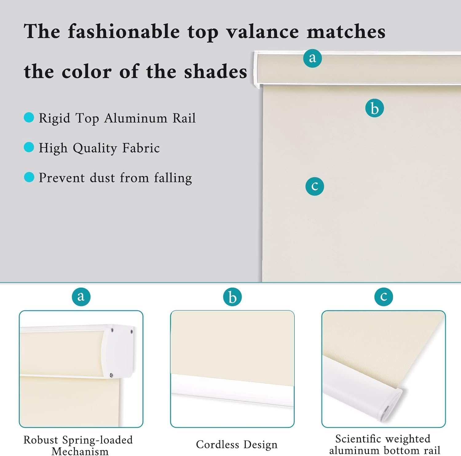 Custom MYshade Roller Blinds,Blackout Roller Shades for Windows,Cordless Roller Blinds,Easy to Install and Privacy Protection Blinds&Shades,Roll Blinds for Home、Office、Living Room