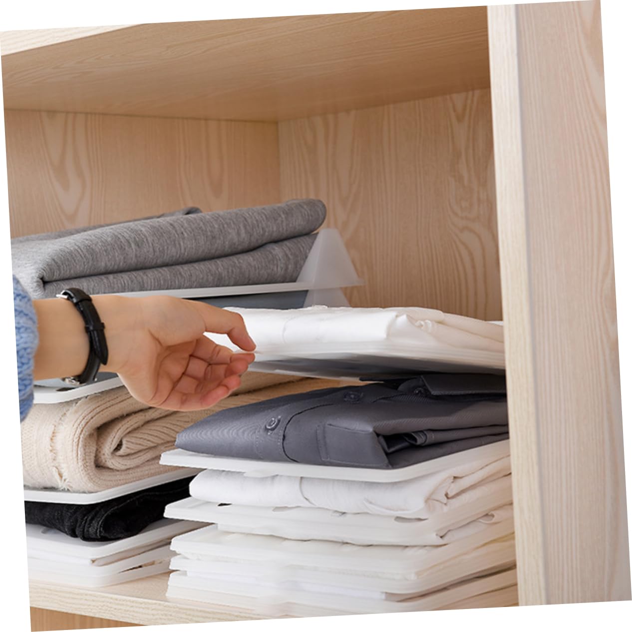 2 Piezas organizador de camisetas - Organizador de cajones divisores de armario carpeta de tela carpeta de camisas organizador apilable de camisetas y documentos divisor de ropa