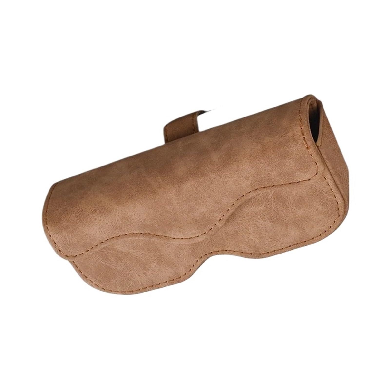 Portagafas con Clip para Coche Estuche De Cuero Gamuza para Gafas Coche Cierre Automático Antideslizante Soporte para Clips Magnéticos Multifuncionales(Brown)