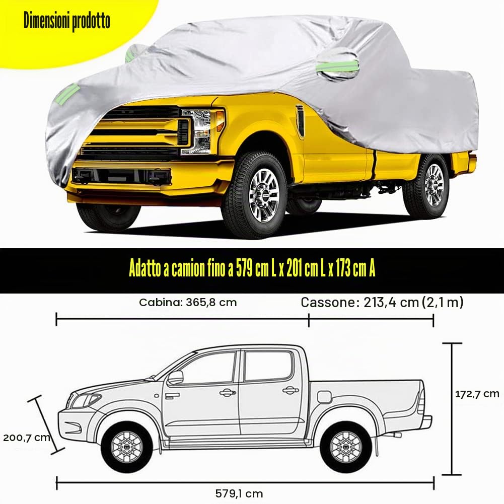 Blueshyhall Telo di copertura auto Pickup in tessuto per R-aptor F150, R-am, T-undra, 210T copertura auto impermeabile, copertura auto per interni ed esterni