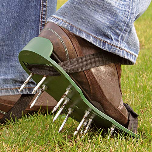 Parkland Garden Lawn Aerator Spike Shoes Manual Aerating Sandals Universal Fit - 2 Adjustable Straps with 13 x 5cm Deep Spikes