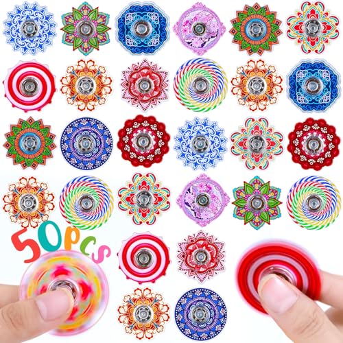 50 Pack Fidget Spinner for Kids, Mini Sensory Fidget Toys Bulk Adults Kids with Autism ADHD, Christmas Stocking Stuffers Gifts Anxiety Toys Stress Relief Fidgets Classroom Prizes Goodie Bag Stuffers